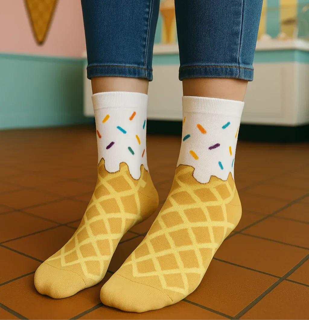 White Ice Cream Cone Socks - Sock Bro