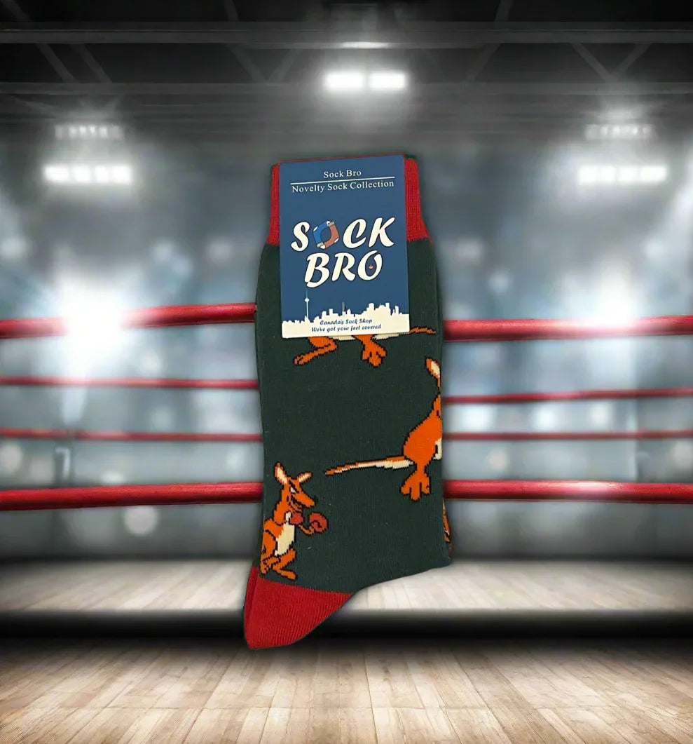 Green Boxing Kangaroo Socks