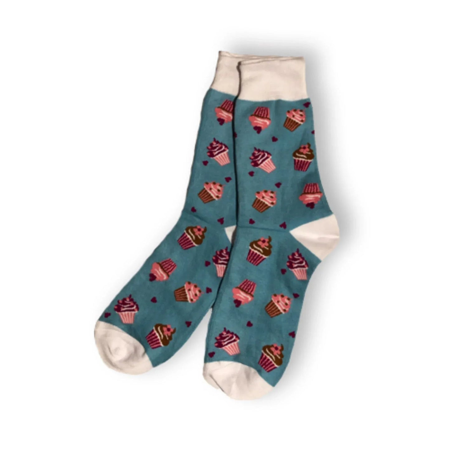 Blue Cupcake Heart Socks