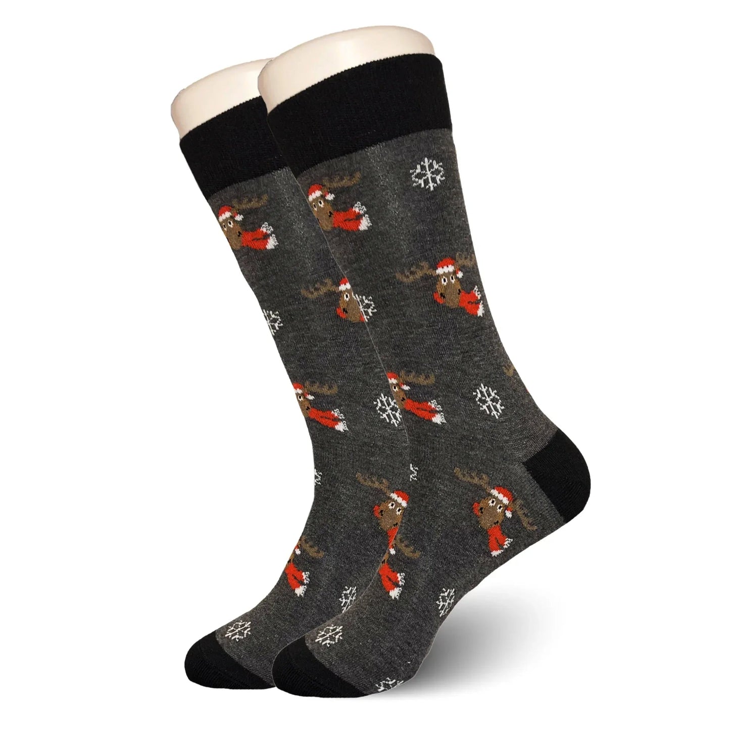 Grey Christmas Moose Socks - Sock Bro 