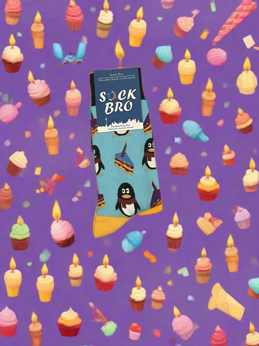 Blue Birthday Penguin Socks