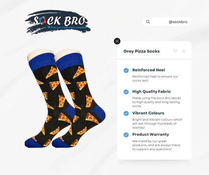 Grey Pizza Socks - Sock Bro 
