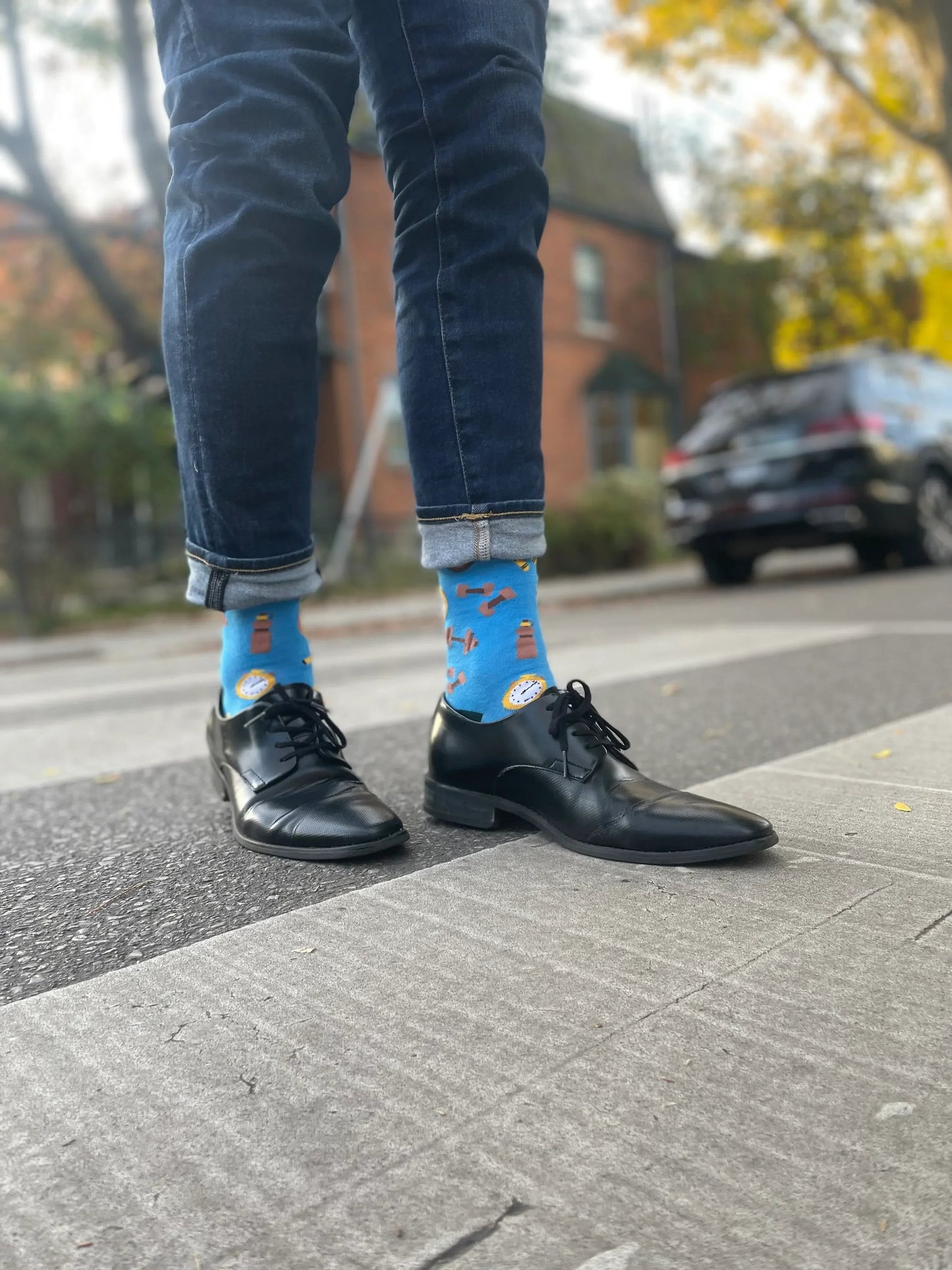 Blue Weight Lifter Socks