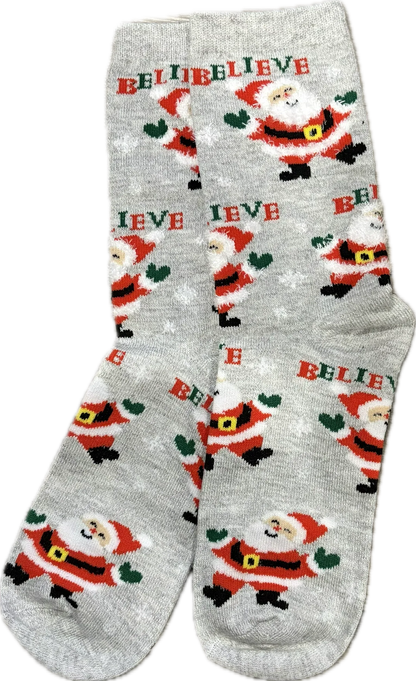 Grey Believe in Santa Socks - Sock Bro 