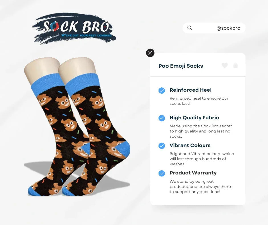 Black Poo Emoji Socks
