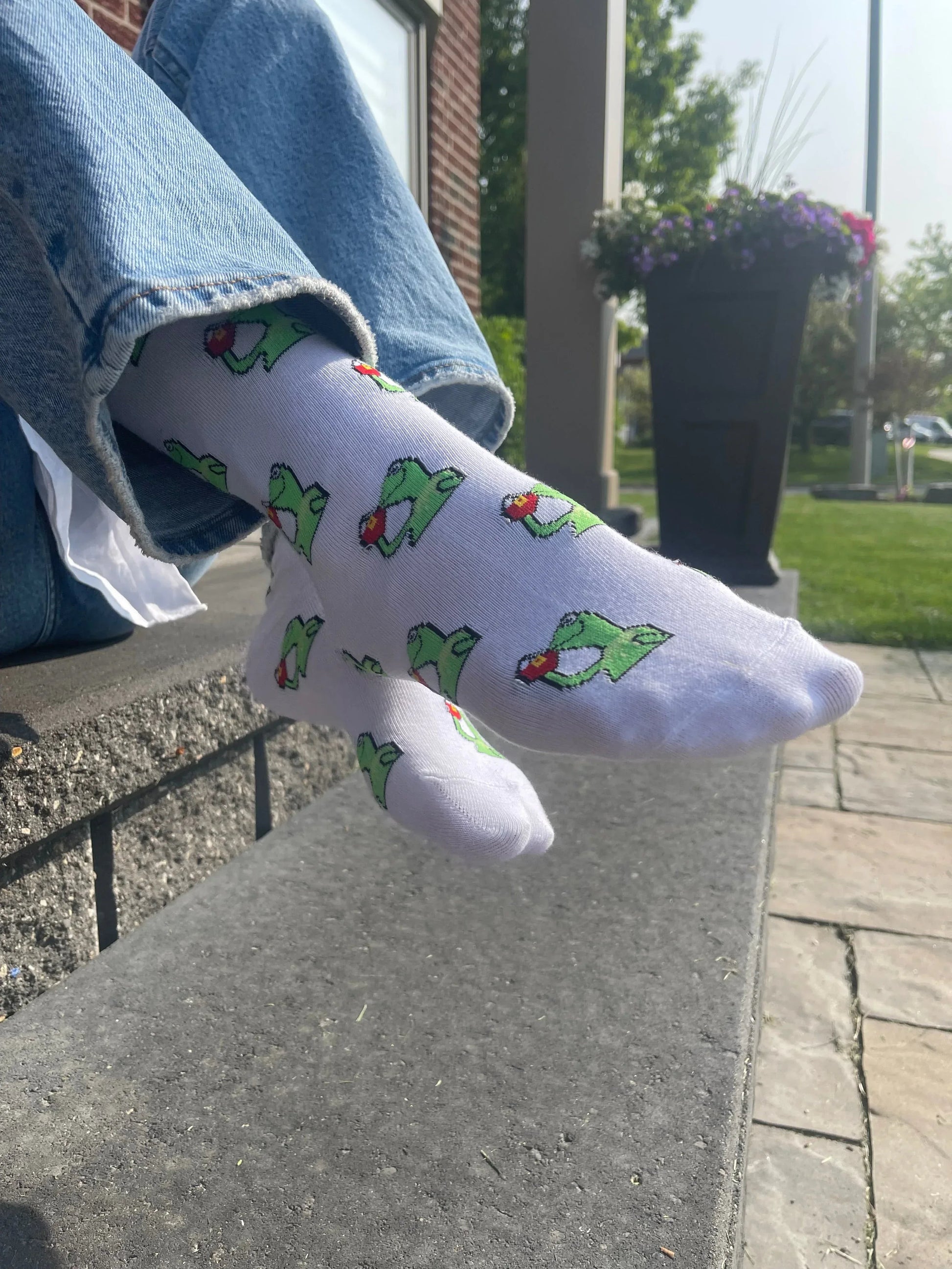 White Kermit Tea Socks - Sock Bro 