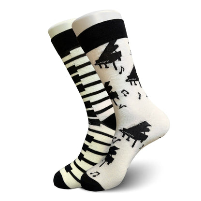 Black and White Piano Socks - Sock Bro 