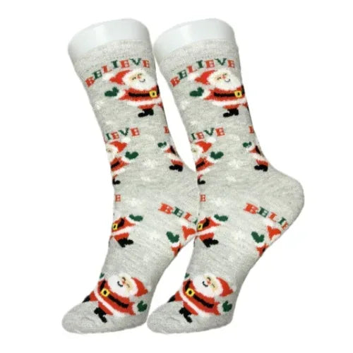 Grey Believe in Santa Socks - Sock Bro 