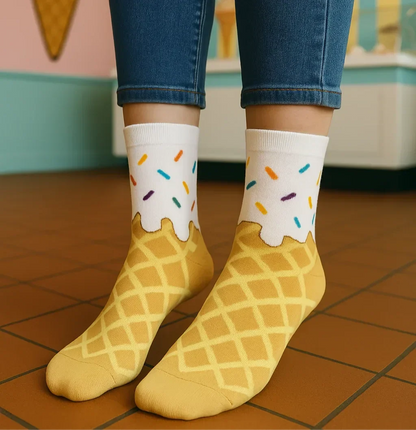 White Ice Cream Cone Socks