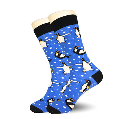 Blue Sliding Penguin Socks