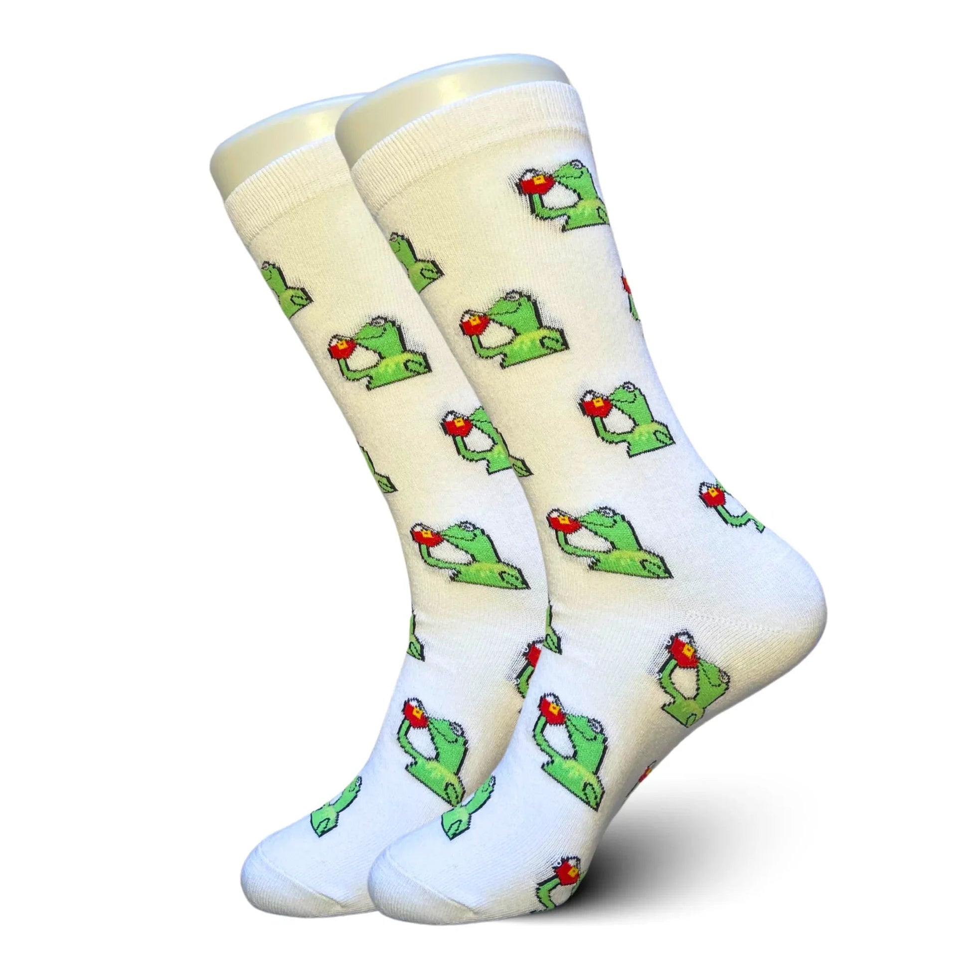 White Kermit Tea Socks - Sock Bro 