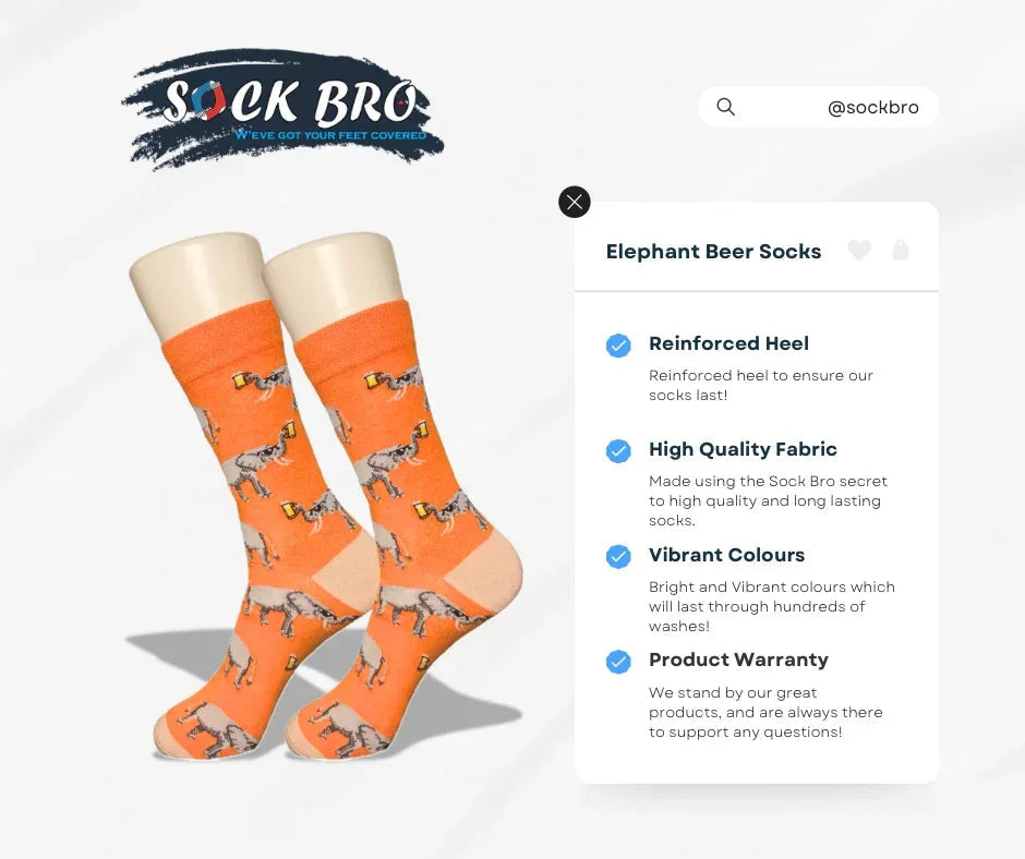 Orange Elephant Beer Socks - Sock Bro 
