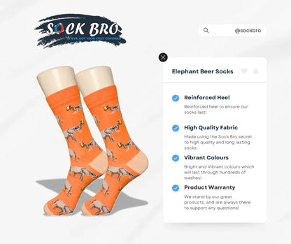 Orange Elephant Beer Socks - Sock Bro 
