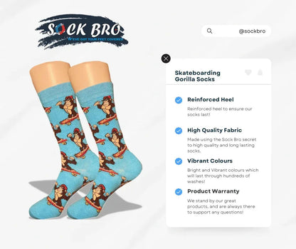 Skateboarding Gorilla Socks - Sock Bro 