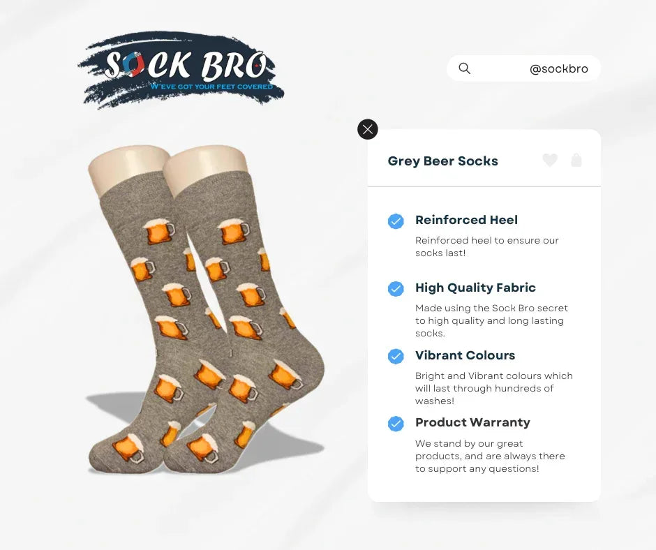 Grey Beer Socks - Sock Bro 