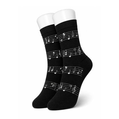 Black and White Music Note Socks