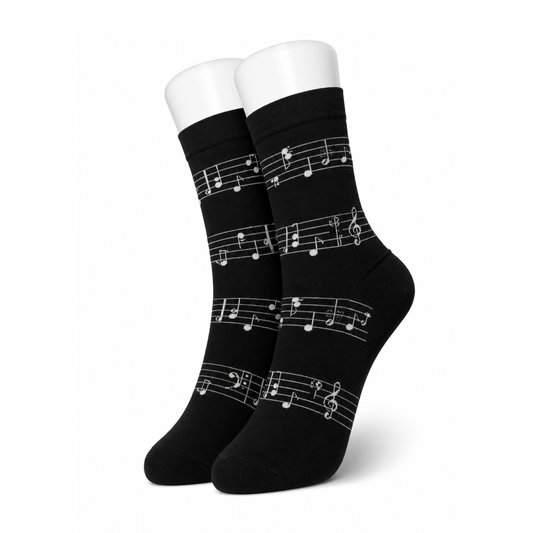 Black and White Music Note Socks