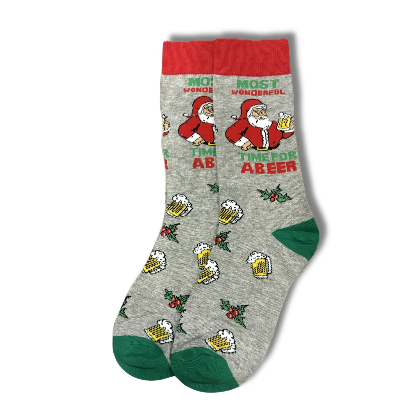 Grey Santa Beer Socks - Sock Bro 