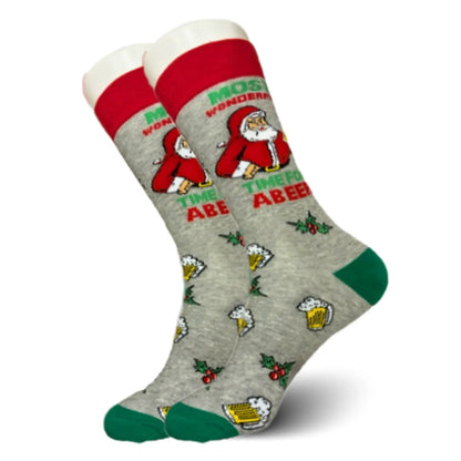 Grey Santa Beer Socks - Sock Bro 