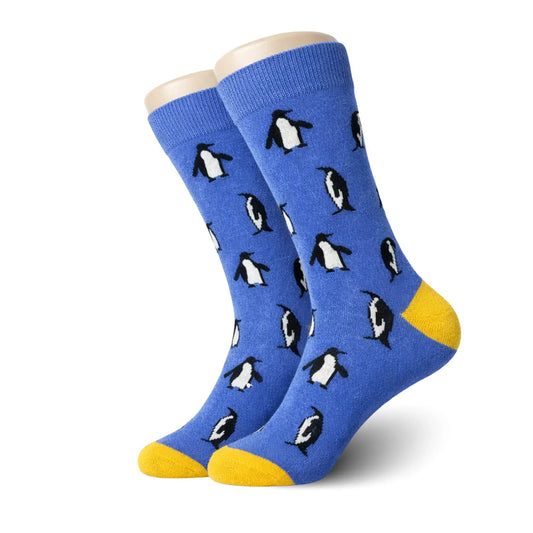 Blue Yellow Penguin Socks