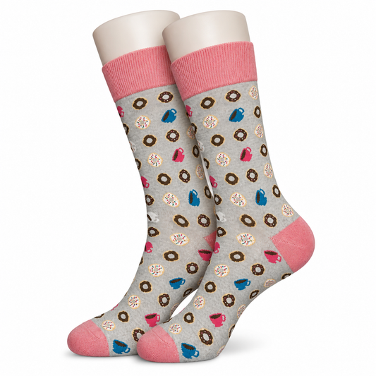 Pink Coffee and Donuts Socks