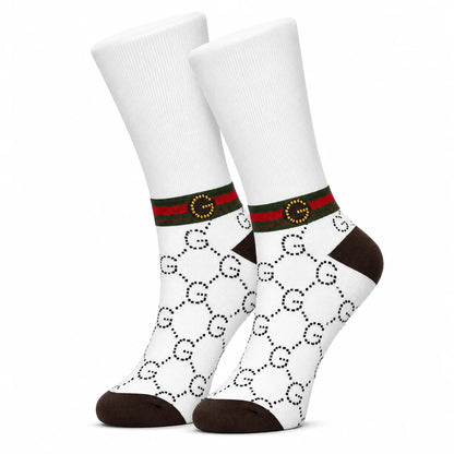 White Designer Ankle Socks
