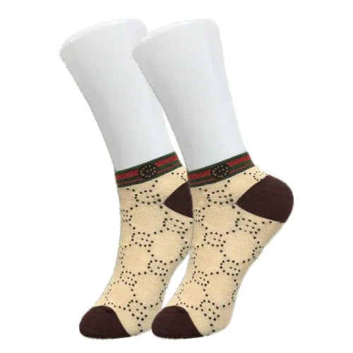 Beige Designer Ankle Socks - Sock Bro 