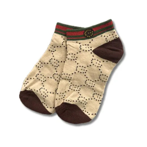 Beige Designer Ankle Socks - Sock Bro 