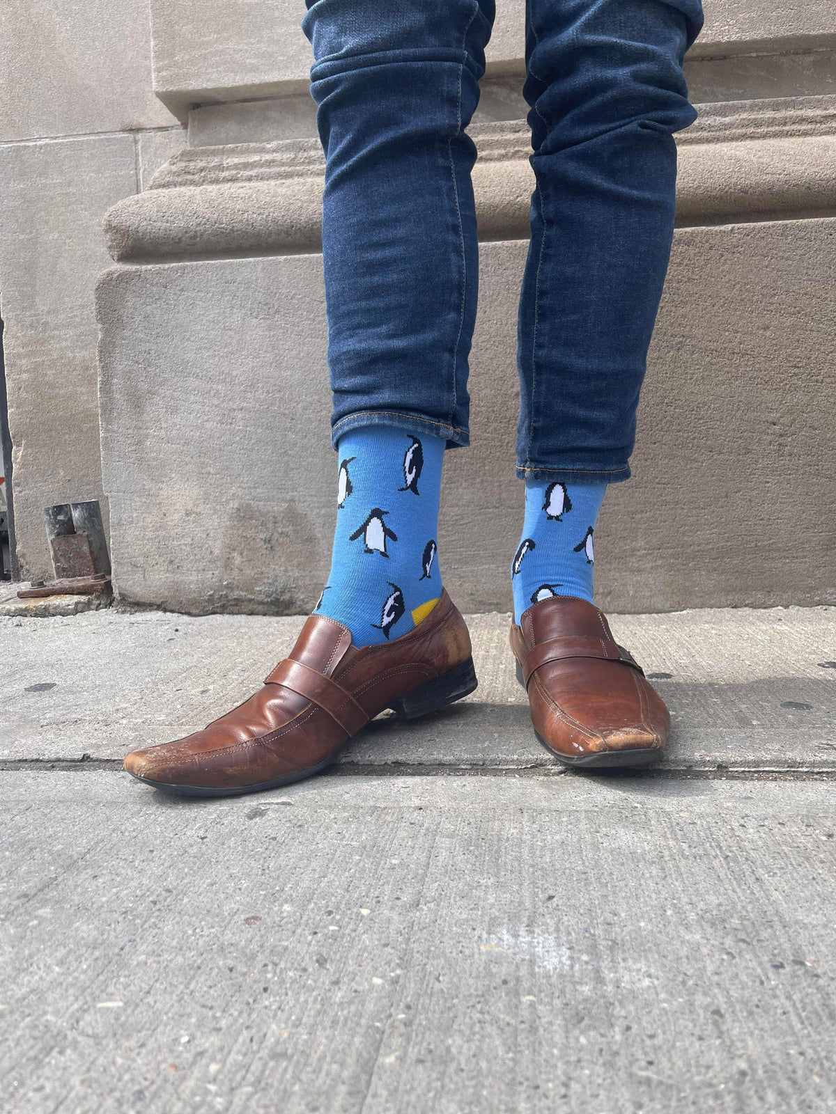 Blue Yellow Penguin Socks