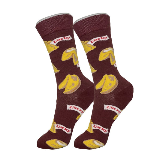 Maroon Fortune Cookie Socks - Sock Bro 