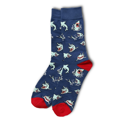 Blue Smiling Shark Socks
